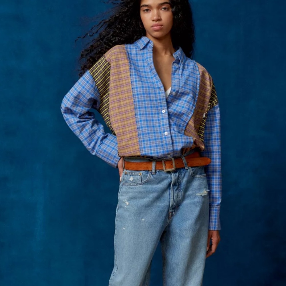 BDG Blue Plaid Button-Down Shirt - Picture 3 of 5